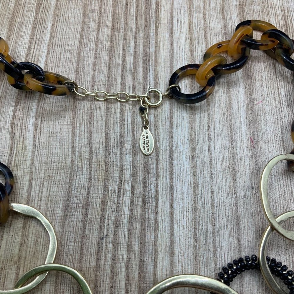 Ann Taylor Factory Tortoise Shell Linked Gold Ton… - image 4